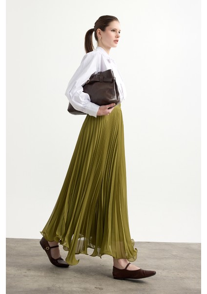 Yeşil Misinalı Şifon Etek modelleri