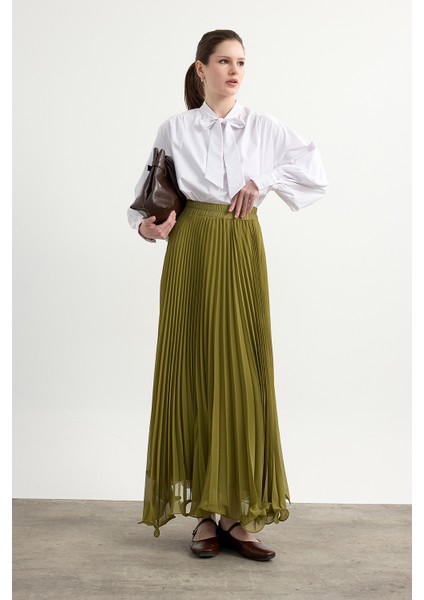 Yeşil Misinalı Şifon Etek fırsatları