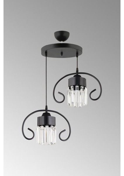 Kelebekli Siyah Kristal Sarkıt Tepsi Çiftli Lüks Avize modelleri