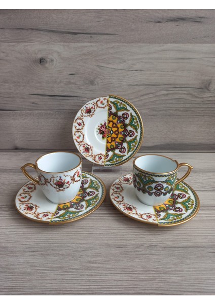 12 Parça 6 Kişilik Porselen Türk Kahvesi Fincan Takımı Vrd Serisi