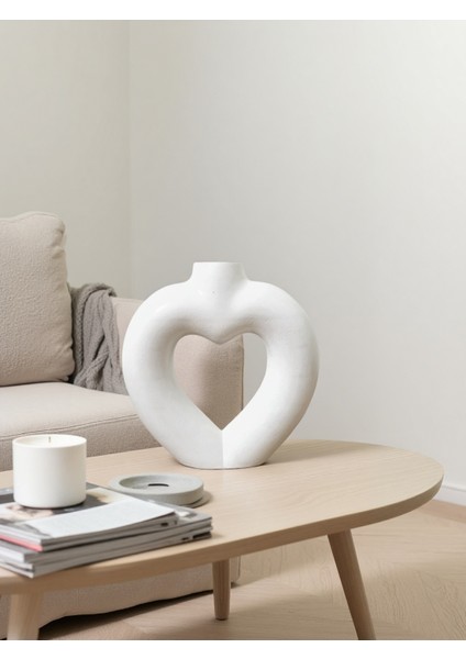 Dekoratif Kalp Figürlü Seramik Vazo | El Yapımı Özel Tasarım fiyatları