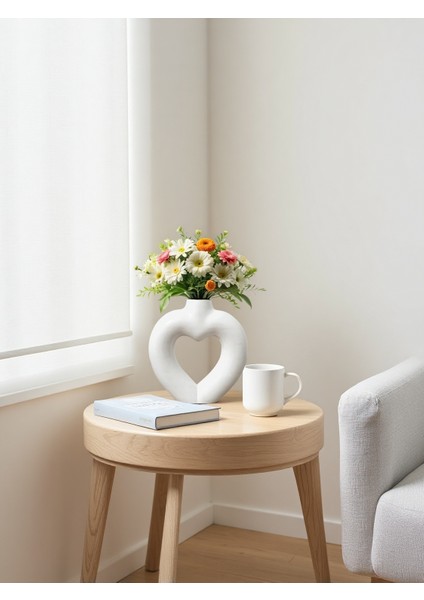 Dekoratif Kalp Figürlü Seramik Vazo | El Yapımı Özel Tasarım indirimleri