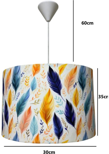 Beyaz Kumaş Tüy Model Avize 40X30 Cm, Oturma Odası, Hol ve Balkon Dekoru