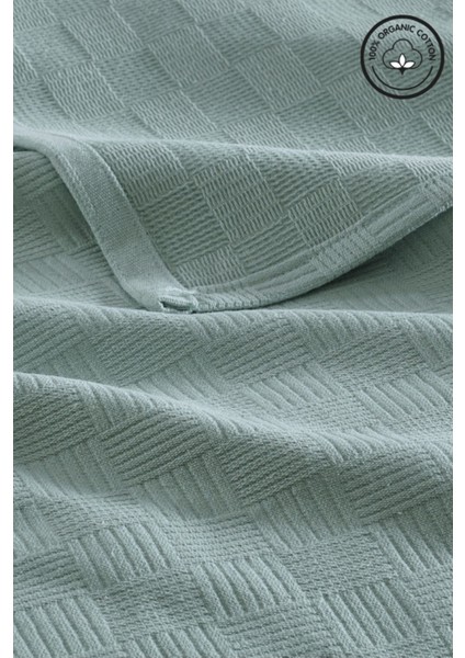 Yeşil Dama Desenli Çift Kişilik Yatak Örtüsü Otel Konforu Lüx Pike