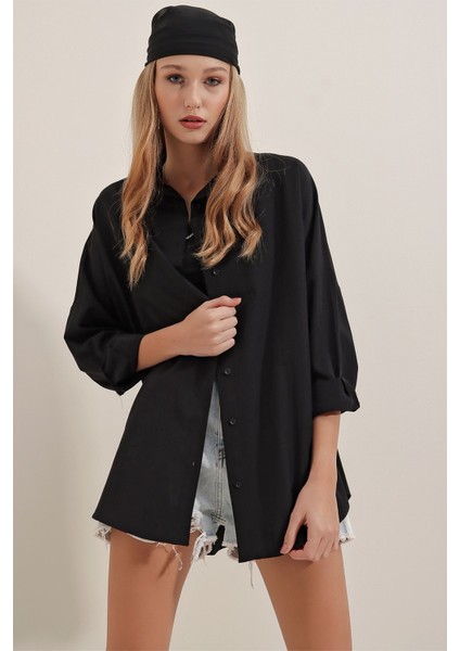 Kadın Oversize Uzun Basic Gömlek 3900