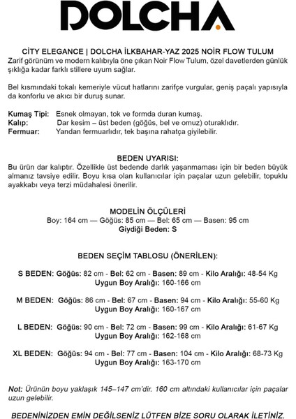 Noir Flow Kadın Siyah Kemerli Askılı Bol Paça Tulum – Zarif Şıklık fiyatları