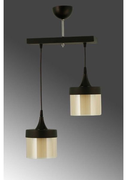 Şık 2'li Siyah Başlıklı Sıralı Bal Camlı Sarkıt Avize, Modern ve Estetik Aydınlatma. modelleri