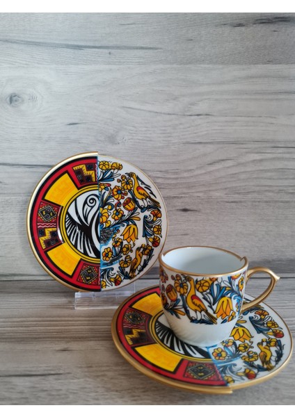 12 Parça 6 Kişilik Porselen Türk Kahvesi Fincan Takımı Cng Serisi