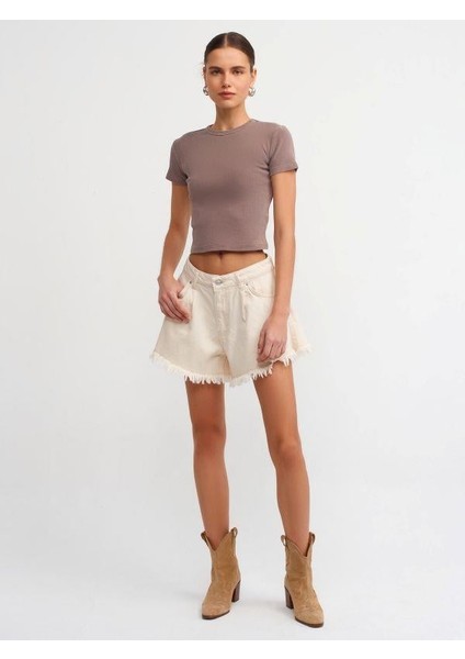 30457 Yıkama Efekti Tişört Kahve fırsatları