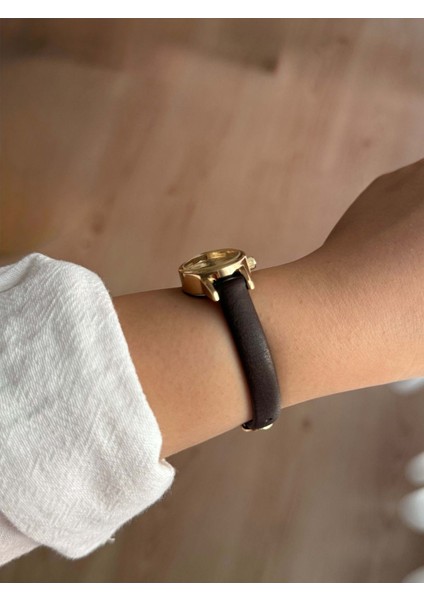 Beyaz Kadranlı Ince Acı Kahve Deri Kayış Kadın Kol Saati -43 modelleri