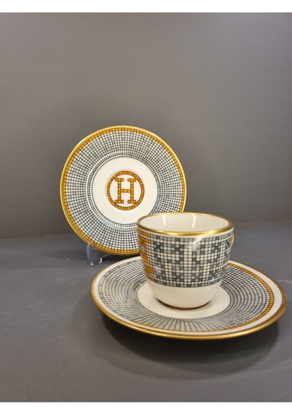 12 Parça 6 Kişilik Porselen Türk Kahvesi Fincan Takımı Hny Turuncu Serisi modelleri