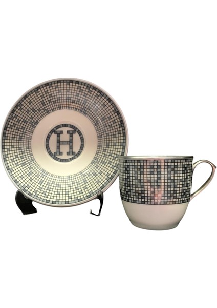 12 Parça 6 Kişilik Porselen Türk Kahvesi Fincan Takımı Hny Gri Serisi