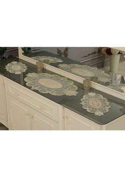 Kadife Salon Takımı 3 Parça Kapiçino Renkli Runner ve Sehpa Örtüsü fiyatları