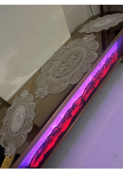 Kadife Salon Takımı 3 Parça Kapiçino Renkli Runner ve Sehpa Örtüsü indirimleri