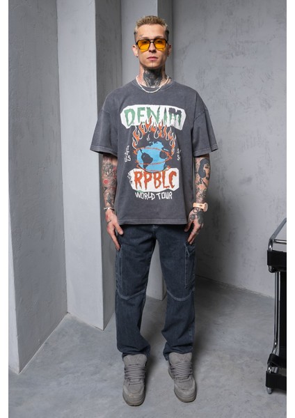 Erkek Füme Tişört Oversize Bol Kesim %100 Pamuk fiyatları