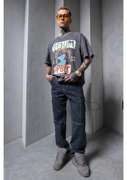 Erkek Füme Tişört Oversize Bol Kesim %100 Pamuk modelleri