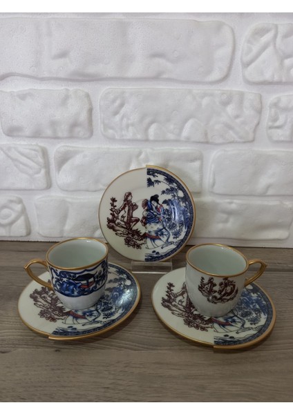 12 Parça 6 Kişilik Porselen Türk Kahvesi Fincan Takımı Anc Serisi