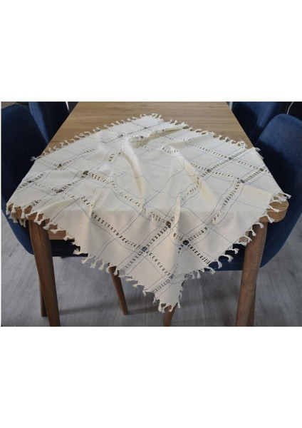 El Dokuması Keten Fiskos Masa Örtüsü, Bej Renk, Zarif ve Şık Tasarım fiyatları