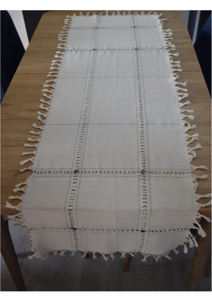 El Dokuması Keten Fiskos Masa Örtüsü, Bej Renk, Zarif ve Şık Tasarım modelleri