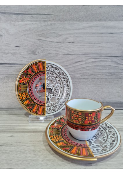 12 Parça 6 Kişilik Porselen Türk Kahvesi Fincan Takımı Wns Serisi