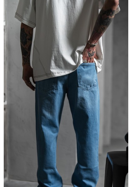 Erkek Beyaz Oversize Tişört Bol Kesim Nakışlı %100 Pamuk fırsatları