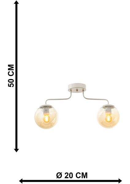 Beyaz 2'li Glop Camlı Şık Avize, Modern ve Zarif Tasarım, Kaliteli Aydınlatma. fırsatları