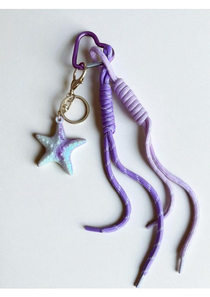 Yıldız Figürlü Mor Pembe Çanta Charmı, Aksesuar, Anahtarlık, Çanta Süsü
