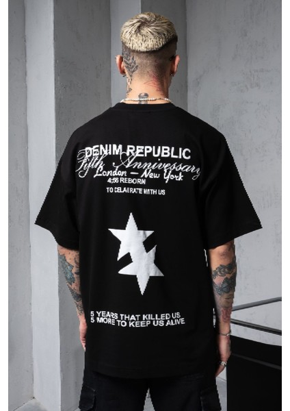 Siyah Oversize Tişört Baskılı Bol Kesim %100 Pamuk modelleri