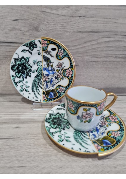 12 Parça 6 Kişilik Porselen Türk Kahvesi Fincan Takımı Srm Serisi
