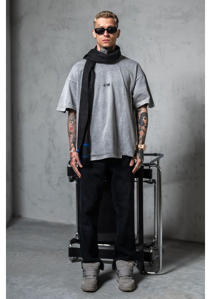 Erkek Gri Oversize Bol Kesim Tişört %100 Pamuk modelleri