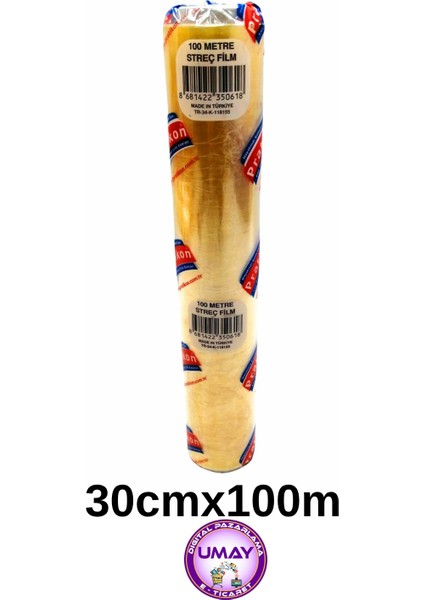 30 CMX100 M Gıda Streç Film Dökme [8 Micron Gıdaya Uygun P. e. ]