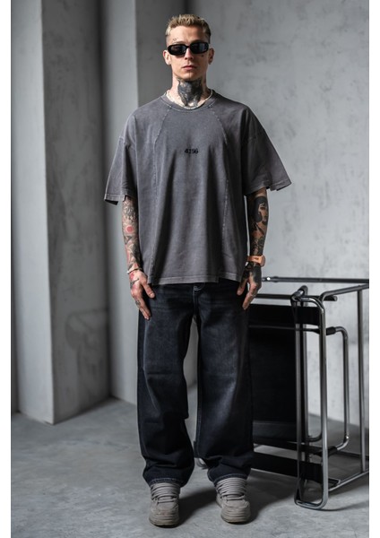 Erkek Antrasit Oversize Bol Tişört %100 Pamuk fiyatları