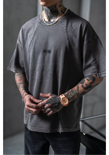 Erkek Antrasit Oversize Bol Tişört %100 Pamuk indirimleri