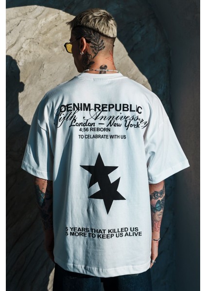 Erkek Oversize Bol Kesim Beyaz Tişört %100 Pamuk fiyatları