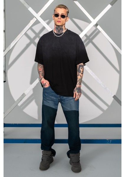 Erkek Siyah Oversize Tişört Bol Kesim %100 Pamuk fiyatları