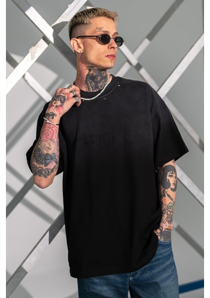 Erkek Siyah Oversize Tişört Bol Kesim %100 Pamuk modelleri