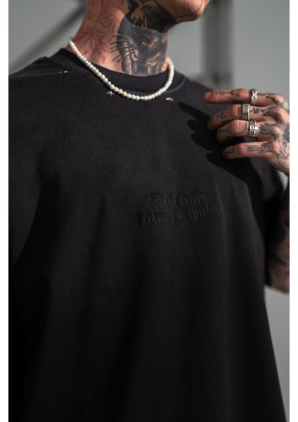 Erkek Siyah Oversize Tişört Bol Kesim %100 Pamuk fırsatları