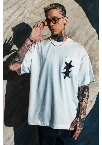 Erkek Oversize Bol Kesim Beyaz Tişört %100 Pamuk fırsatları