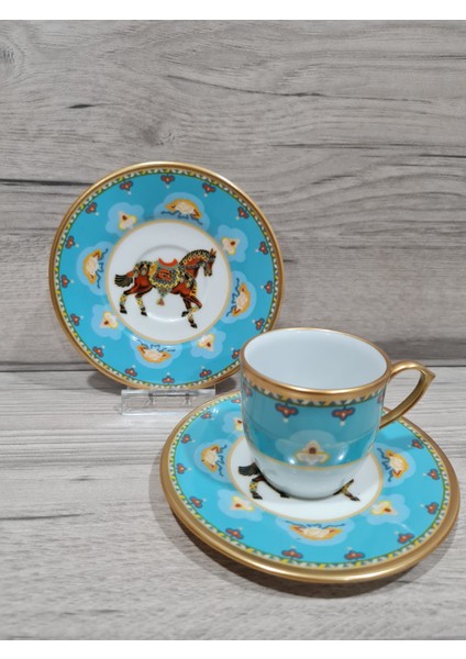 12 Parça 6 Kişilik Porselen Türk Kahvesi Fincan Takımı Cvl Serisi