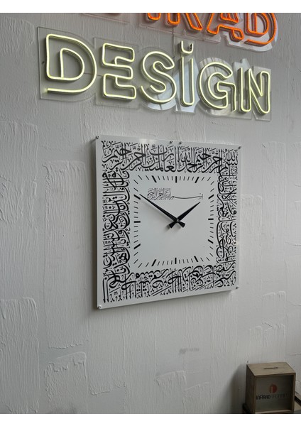 Fatiha Suresi Hat Yazılı Metal Tasarım Duvar Saati modelleri