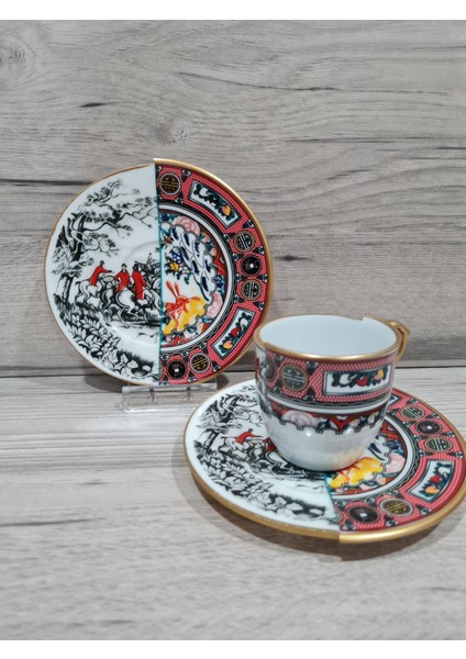 12 Parça 6 Kişilik Porselen Türk Kahvesi Fincan Takımı Mrt Serisi