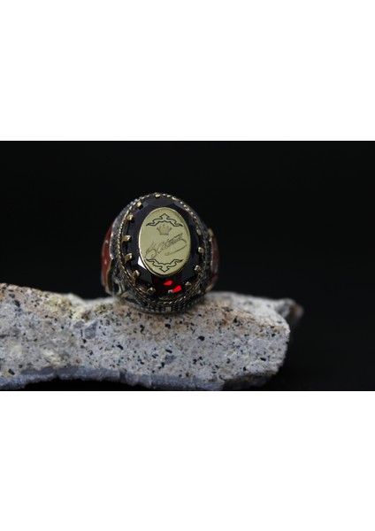 Türk Bayrak Işlemeli Mineli 925 Ayar Erkek Gümüş Yüzük fiyatları