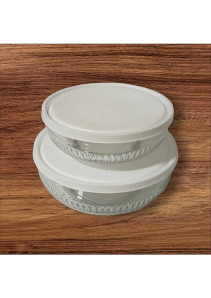 2'li Saklama Kabı Seti, Beyaz Kapak, 2600CC ve 1500CC, Pratik ve Şık Tasarım