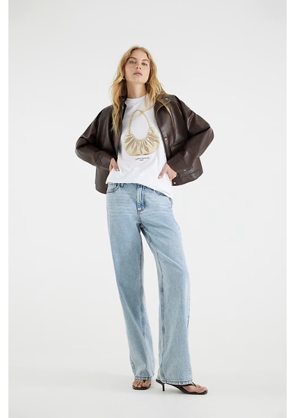 Trend Kadın Tişört - %100 Çanta Tasarım Baskılı Oversize Beyaz