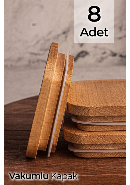 8'li Ahşap Kare Kapak, Vakumlu, Uyumlu, Şık ve Dayanıklı Tasarım fiyatları