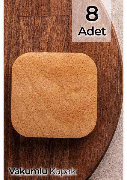 8'li Ahşap Kare Kapak, Vakumlu, Uyumlu, Şık ve Dayanıklı Tasarım modelleri