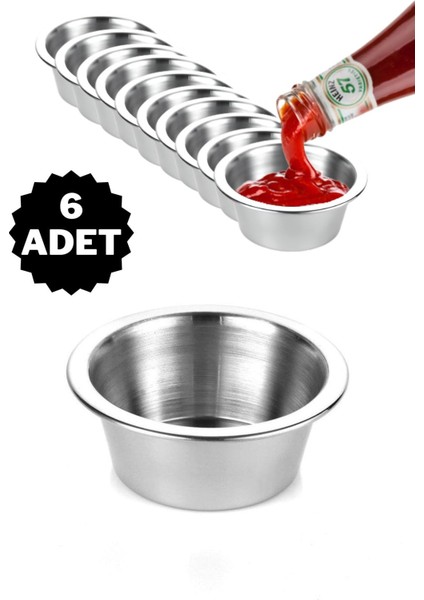 Paslanmaz Çelik 6'lı Burger Yanı Sosluk ve Çerezlik Takımı