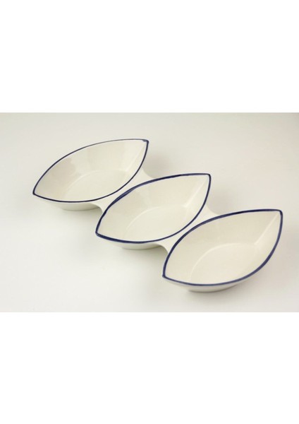 Üç Bölmeli Ekru Çerezlik ve Sosluk Seti, Şık ve Kullanışlı Tasarım