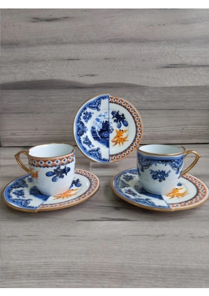 4 Parça 2 Kişilik Porselen Türk Kahvesi Fincan Takımı Hyb 1 Serisi