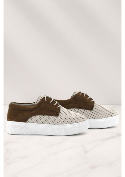 Hakiki Deri Beyaz Taba Lastikli Erkek Çocuk Günlük Ayakkabı